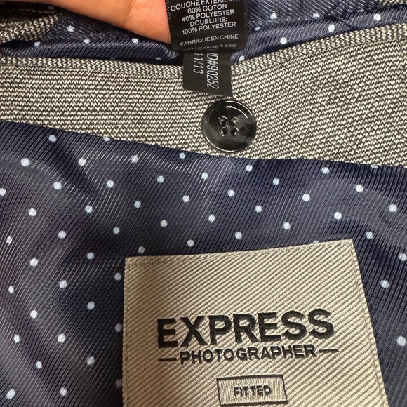 EXPRESS Mens Grey SLIM FIT STRETCH Sport Coat Blazer Jacket SIZE 3 - Picture 10 of 10
